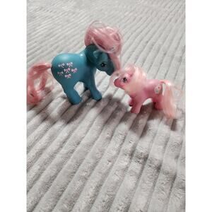 2 Vintage My Little Pony figures Baby Tiddly Winks & Bow Tie 1985 1983 b45